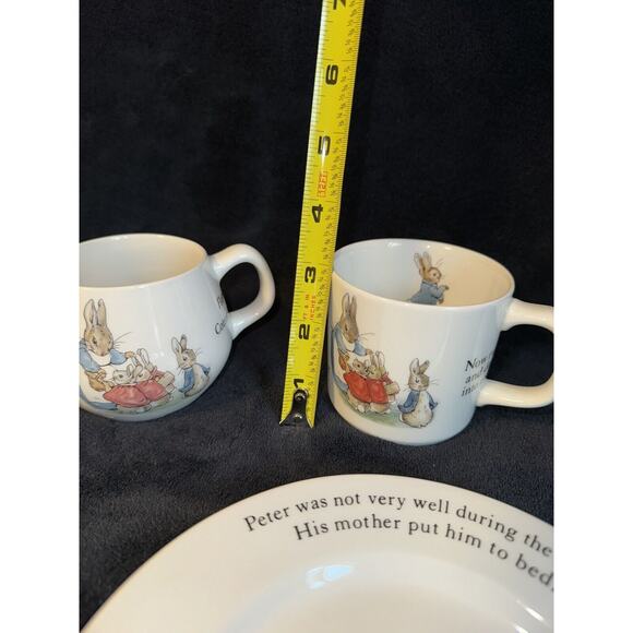 Wedgwood England Beatrix Potter Peter Rabbit Plates Cups Set Lot of 5 Easter - Picture 5 of 16